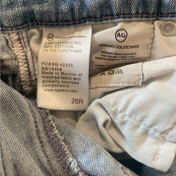 AG GUC The Stevie Ankle Slim Straight Raw Hem medium wash denim size 26R - Picture 4 of 7